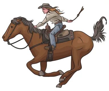 Cowgirl Riding Horse Clipart - dua