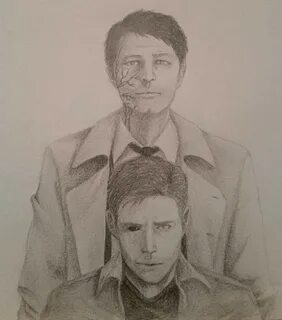 Castiel and Dean drawing Supernatural Amino