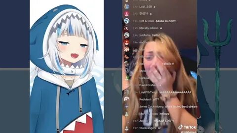 Vtuber Face Reveal : chat reacts to gawr gura's first words 