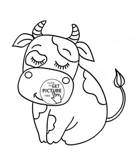 Baby Cow animal coloring page for kids, animal coloring page