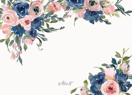 Watercolor Navy and Blush Floral Bou Floral watercolor backg