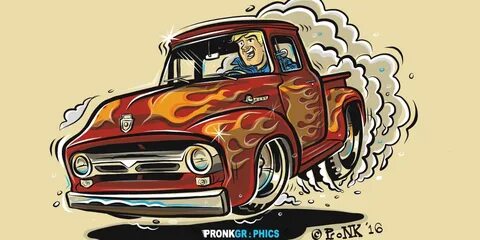 1956 Ford F100 pickup truck - cartoon Cool car drawings, Car