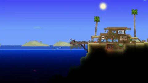 Just a cozy beach house I did with my buddy * /r/Terraria Co