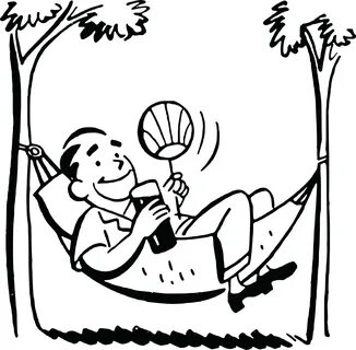 Free Clipart Of A Black And White Retro Man Relaxing - Black