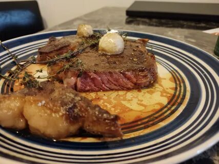 My first time cooking a steak just now: boneless ribeye bast