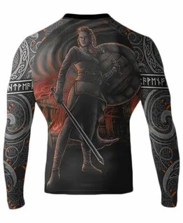 Men's Lagertha Rash Guard MMA BJJ Black Large - Walmart.com