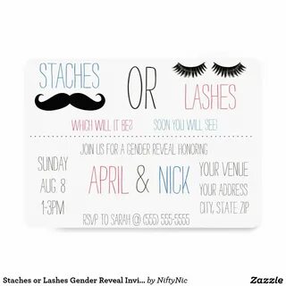 Staches or Lashes Gender Reveal Invitation Gender reveal bab