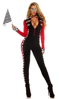 Sexy Ladies Racing Girl Costume Race Car Driver Outfit Long 