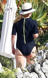 Drew Barrymore Wears Black Swimsuit during European Vacation
