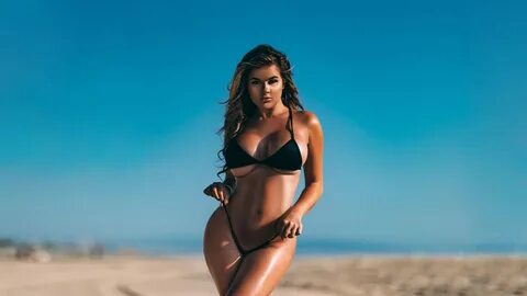 Download Wallpaper Anastasia Kvitko, brunette, big boobs, hands on hips, bi...