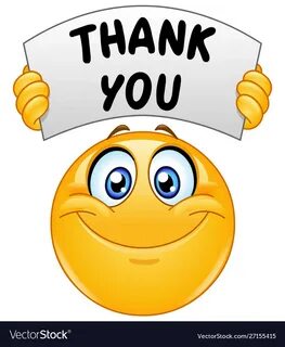 Emoticon with thank you sign Royalty Free Vector Image