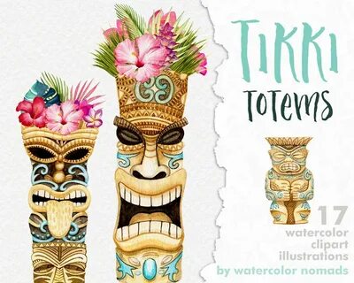 Tiki Tribal Style Clipart Tribal Clip Art Hawaii Tropical Et