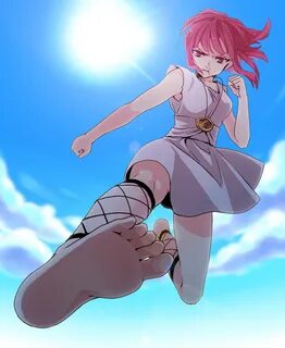 Safebooru - 1girl ankle lace-up barefoot cross-laced footwea