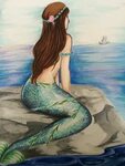 Mermaid Sitting on Rocks Mermaid drawings, Mermaid art, Merm