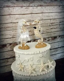 Seahorse Wedding Cake Topper-Beach Wedding-Kissing Seahorse 