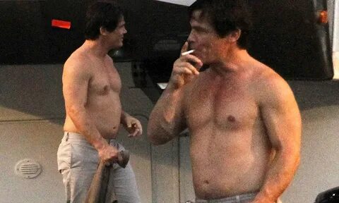 Josh Brolin packs a bit of a paunch as he takes cigarette br