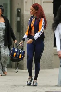 RIHANNA in Tights Leaves Her Appartment in New York 05/13/20