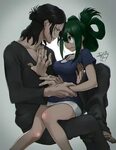 Safebooru - 1boy 1girl aizawa shouta arm grab asui tsuyu bar