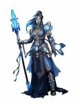Female Human Sorcerer or Wizard Blue Staff - Pathfinder PFRP