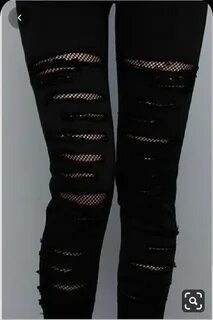 ☆ amber Star ☆ Jeans and fishnets, Punk fashion, Black rippe