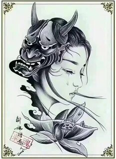 Japanese woman mask tattoo
