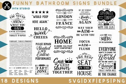 Funny Bathroom sign SVG Bundle - MB32 (133787) SVGs Design B