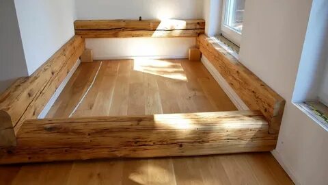 Balkenbett - Bett selber bauen How to make bed, Diy bed, Diy
