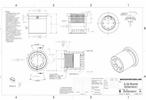 AR-15 Barrel Extension Blueprint 5.56 .223