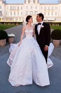 Satin Strapless Spring Wedding Dress with Long Train Gorgeou