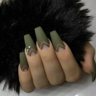 38 Trendy Army Green Nail Designs Olive nails, Green acrylic