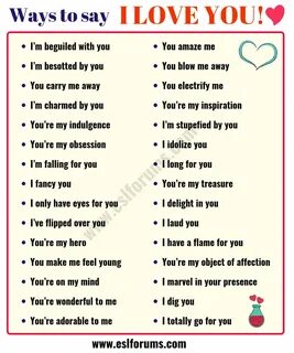 80 Romantic Ways to Say I LOVE YOU! - ESL Forums Say love yo