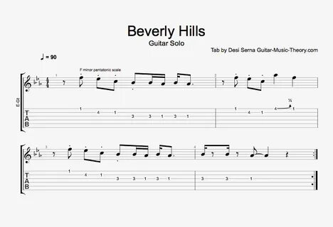 Beverly Hills Pentatonic Guitar Solo Tab - Guitar Music Theo