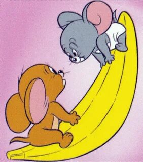 Раскраска Джерри и Таффи на банане Раскраски Том и Джерри