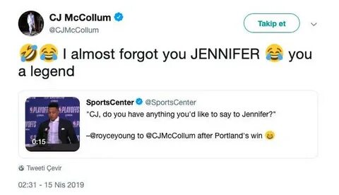 Basketbolcu CJ McCollum'un İnternet Fenomeni Olan "Jennifer"