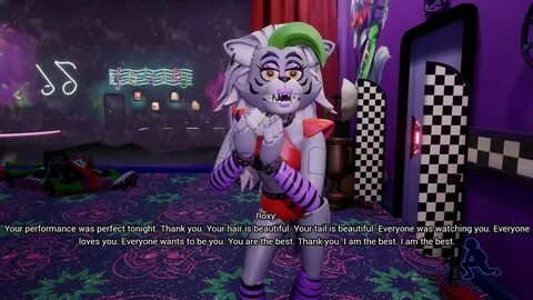 Roxy admires and talks to herself in her room - Five Nights 