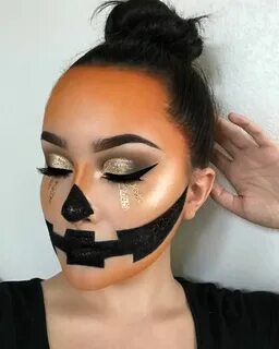 Glitter jack o lantern IG @juliamyersxo Halloween makeup eas