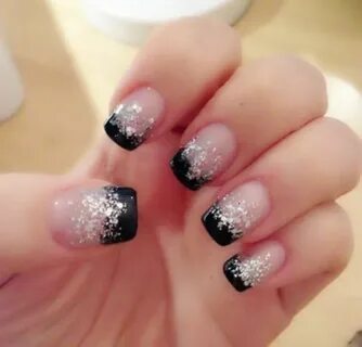 Black and white glitter nail design Nail designs glitter, Pr