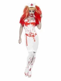 49" White and Red Blood Drip Nurse Women Adult Halloween Cos