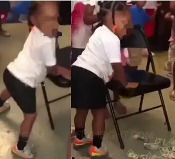 The video shows a 3-year-old girl twerking at a children's birthda...