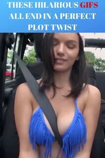 Girl banging on door with boob out gif