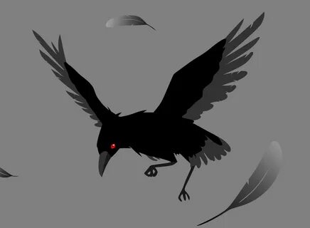 Скачать обои перья, серый фон, ворона, красный глаз, раздел 