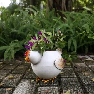 New Modern Hen Flower Pot Iron Chicken Planter Handmade Indo