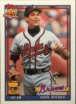 1991 Topps #329 Dave Justice Rookie Baseball Card Mint Atlan