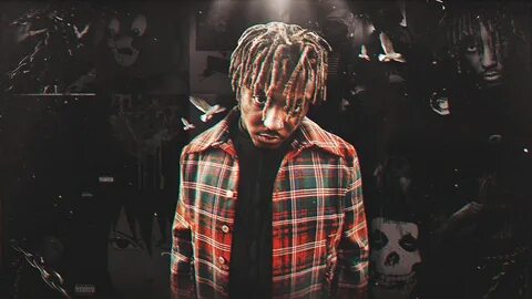 Juice Wrld In Faces Background Wearing Striped Shirt HD Juic