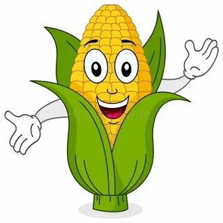 Funny Corn Cob Smiling Character. A cheerful cartoon corn co