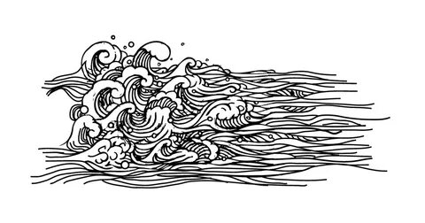 Ocean wave drawing, Ocean illustration, Wave drawing