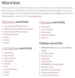 word lists by category - Besko