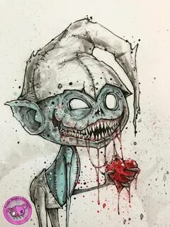 Zombie Smurf - Inktober 2018 - original art Zombie drawings,