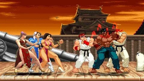 MUGEN Street Fighter.ChunLi Team VS Ryu Team - YouTube