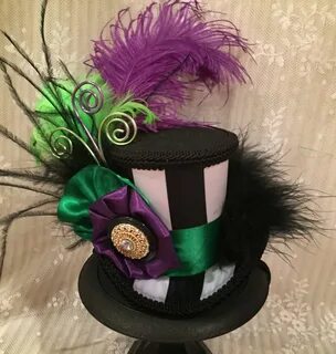 Mardi Gras Hat, Mini top hat, Masquerade hat, Carnival hat, 